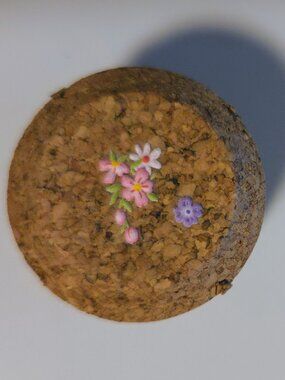 Brand New Hand Crafted Magnet Created from Champagne Cork Featuring Flowers